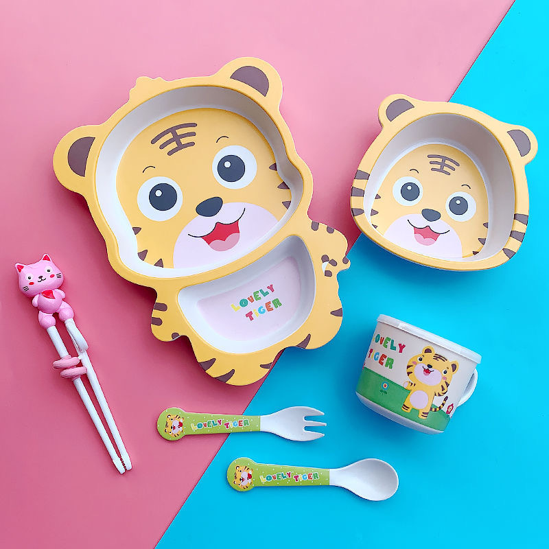 Baby Food With Fiber - Cartoon cute bamboo fiber children's tableware