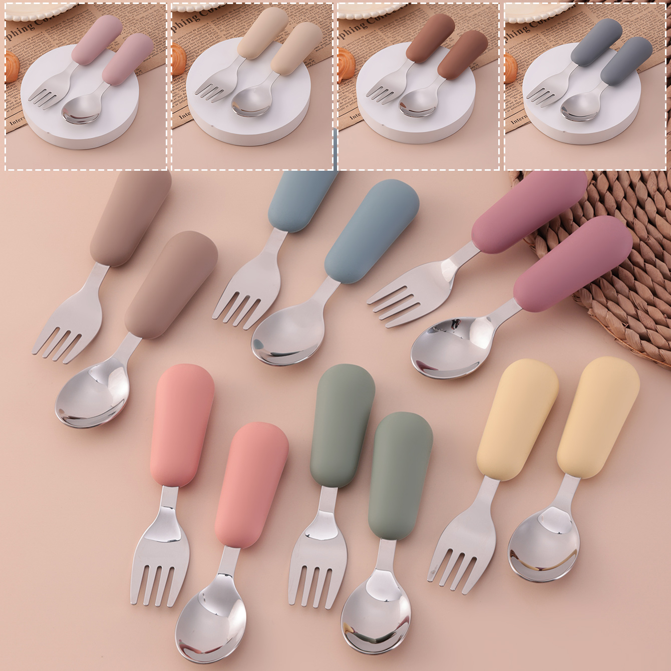Baby Food Set - Color Kids 2PCS Stainless Steel Fork