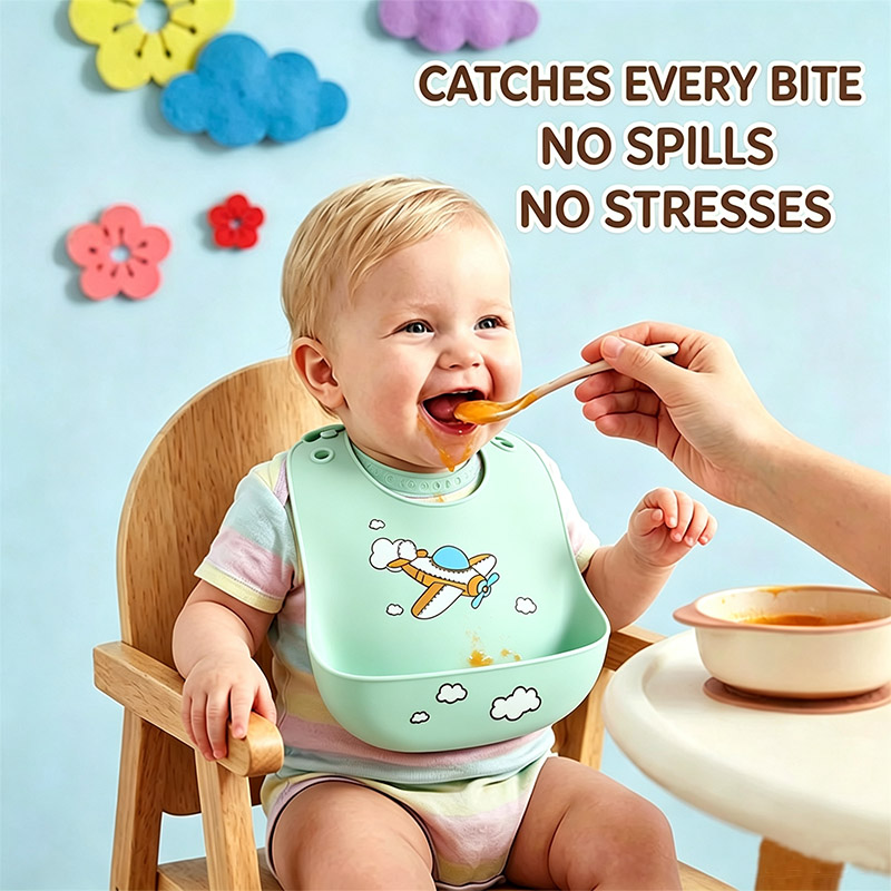 Baby Food Eating - Silicone Baby Feeding Bib Waterproof Food