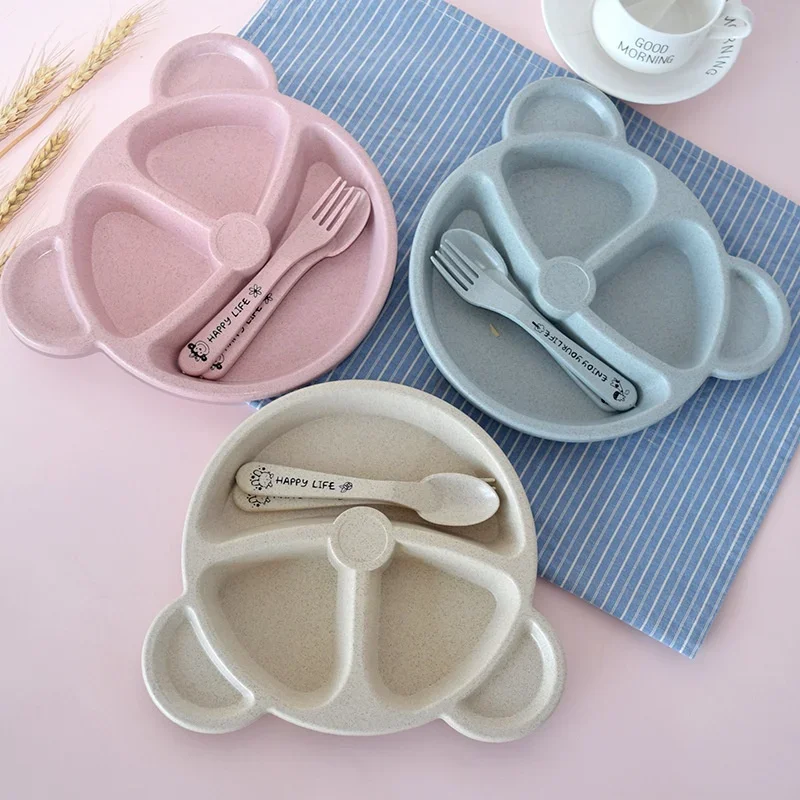 Baby Food Menu - 3Pcs/set Wheat Straw Baby Dishes Cartoon