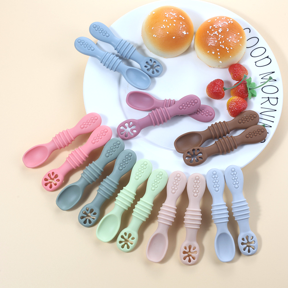 Baby Food Utensils Set - 2PCS Cute Baby Learning Spoons Utensils